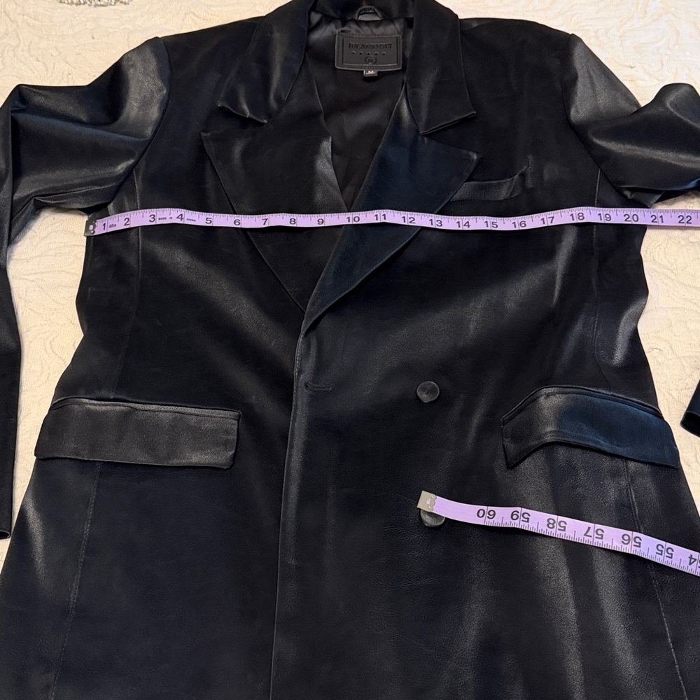 BLANK NYC black vegan Leather double breasted blazer M - Picture 7 of 9